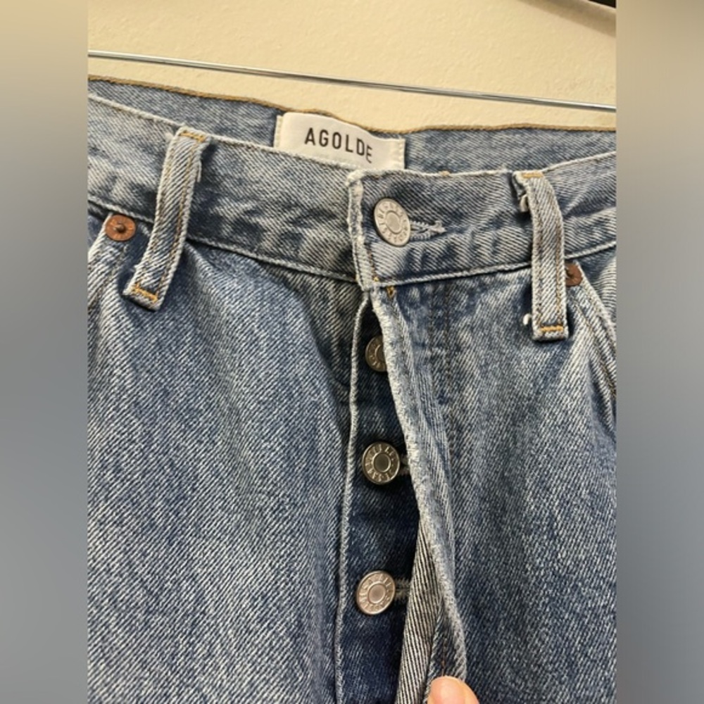 Agolde Riley High‎ Rise Distressed Straight Leg Jeans - 28 - Picture 4 of 16